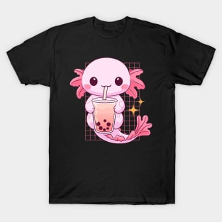 Sipping Sweetness: Axolotl's Bubble Tea Time T-Shirt